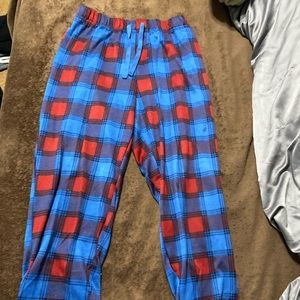 Red and blue plaid pajama pants